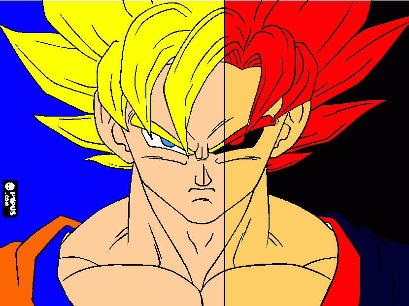 goku evil vs goku para colorear