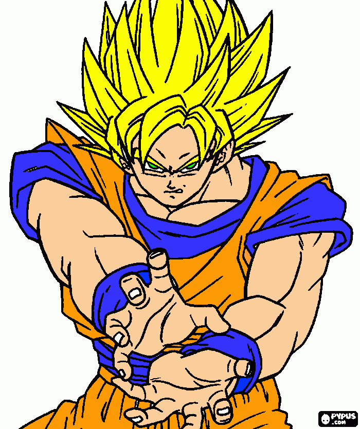 goku haciendo kame hame ha para colorear