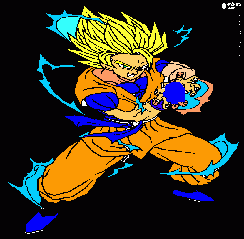 Goku haciendo kamehaha para colorear