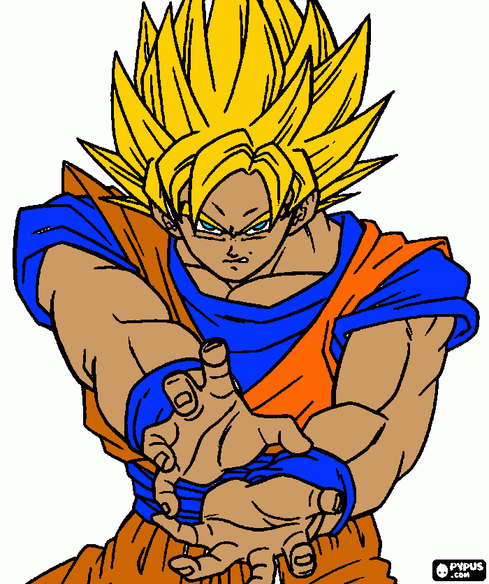 GOKU  HACIENDO UN KAME HAMEHA para colorear