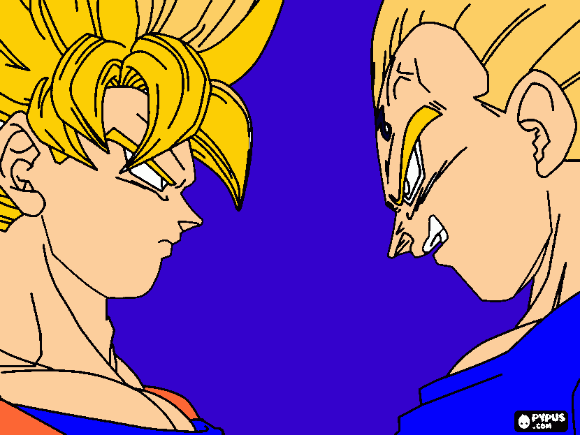 goku sjj 2 vs majin vegeta sjj 2 para colorear