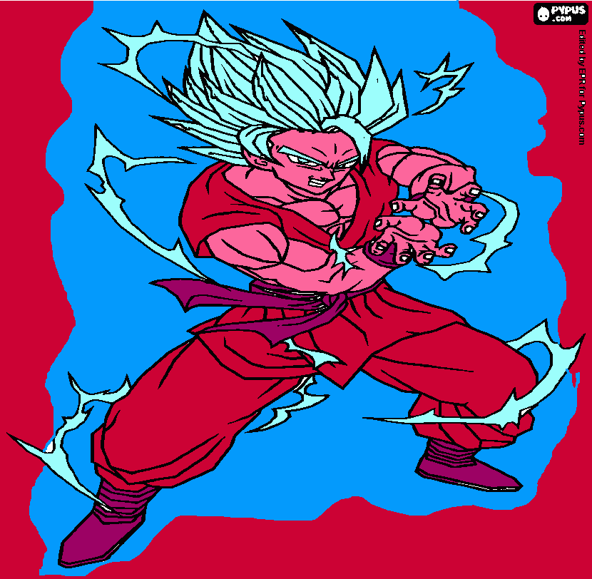 goku ssgod x10 para colorear