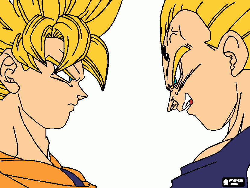 goku ssj 2 vs majin vegeta ssj 2 para colorear