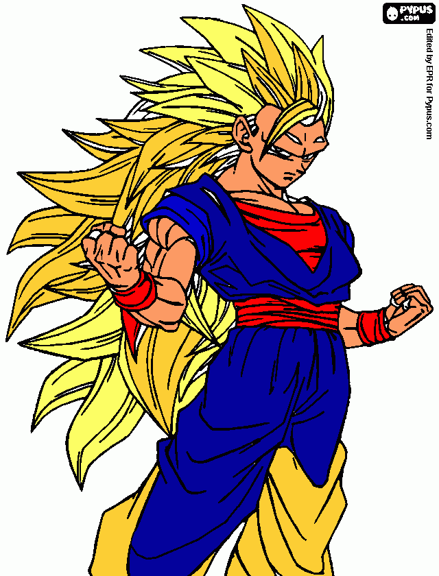 goku ssj 3 con traje de vegeto para colorear