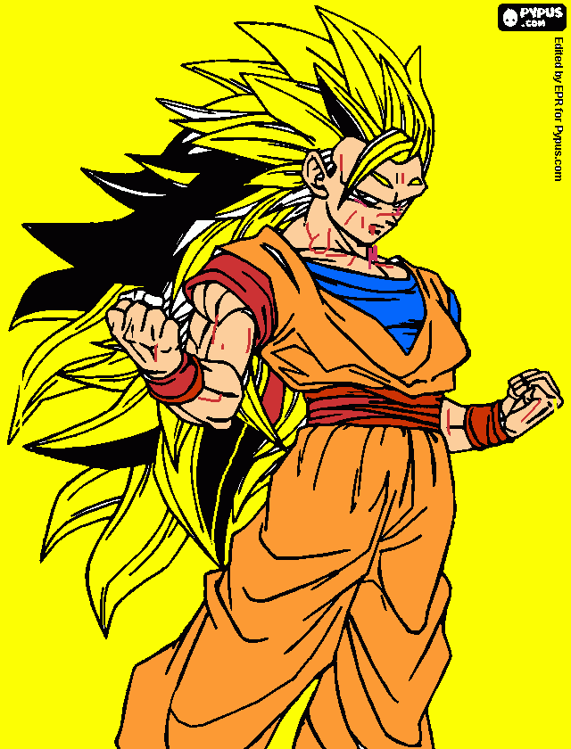 goku ssj 3 herido  para colorear