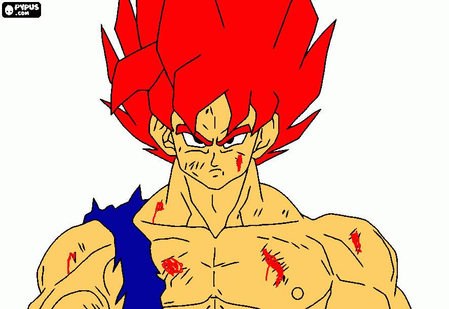 goku ssj dios herido para colorear