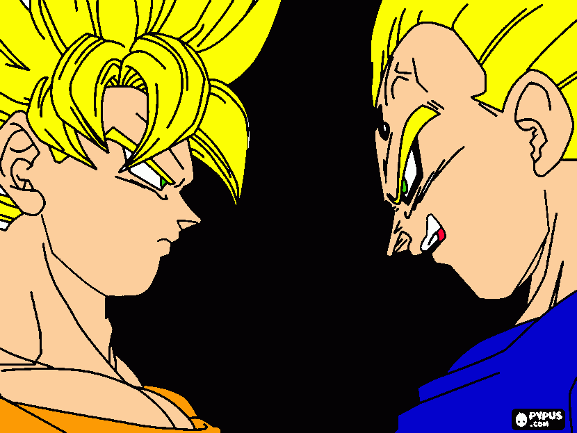 goku ssj2 y majin vegeta para colorear