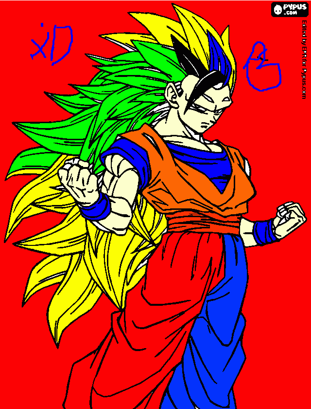 Goku super sajajin Creado xDDDDDD para colorear