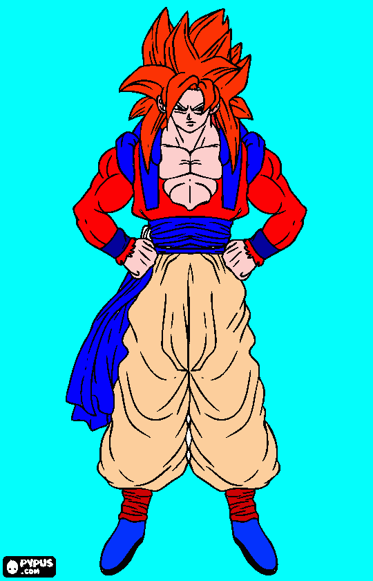 goku super sajayin 4 fusion editada para colorear