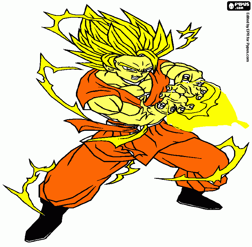 goku super sayajin2 gokulanzando el kamekameha para colorear