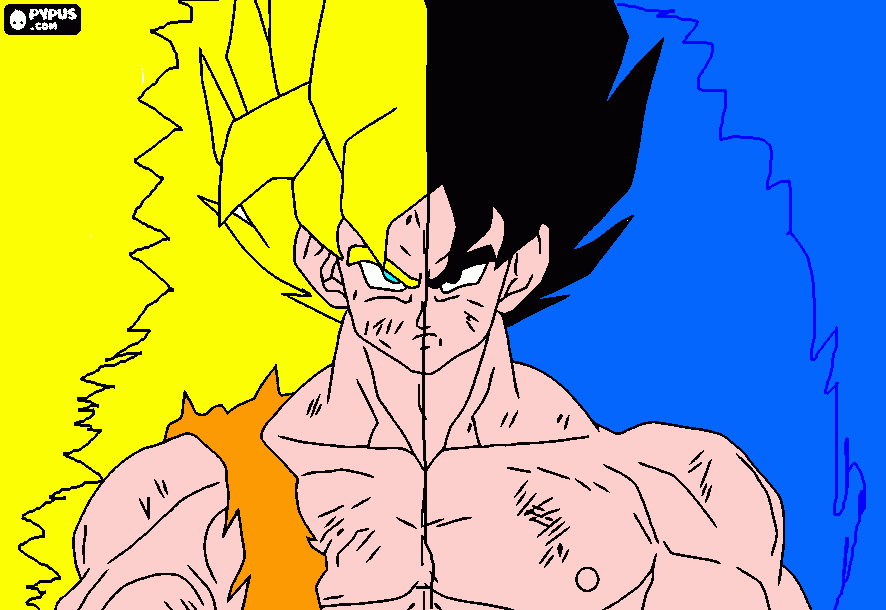 goku super sayan y normal para colorear