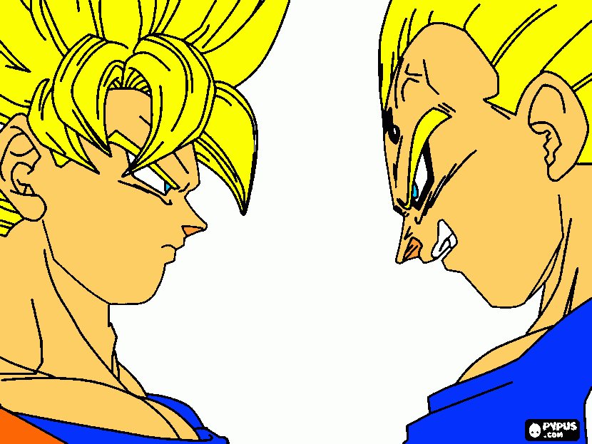 goku super sayayin 2 y majiin vegeta para colorear