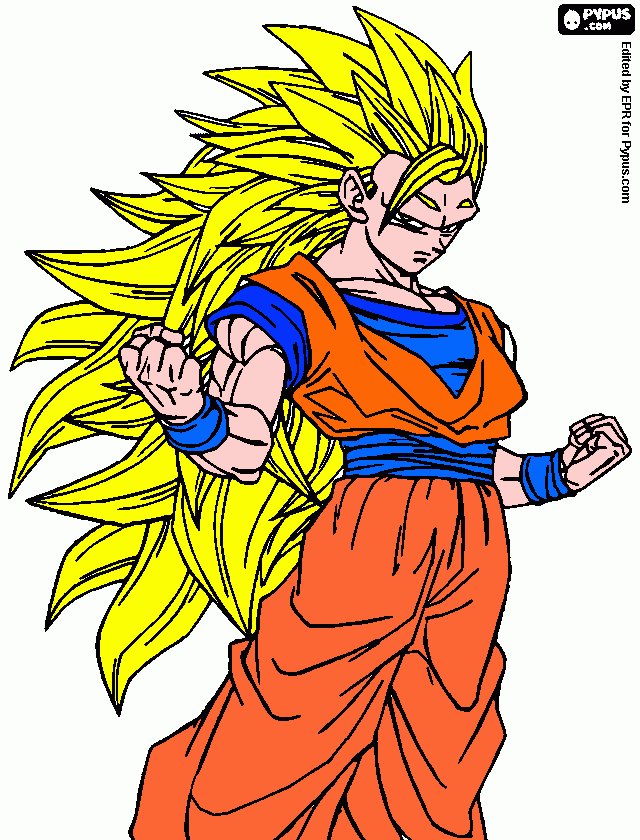 goku super sayayin 3 para colorear