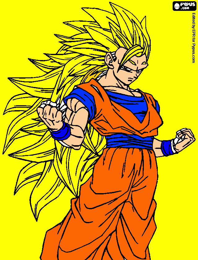 goku super sayayin face 3 para colorear