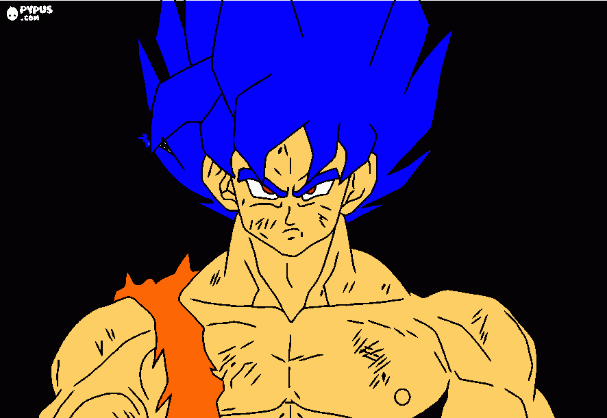 goku tranformado dios azul para colorear