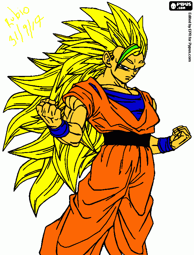 Goku tranformado en SSJ3  para colorear