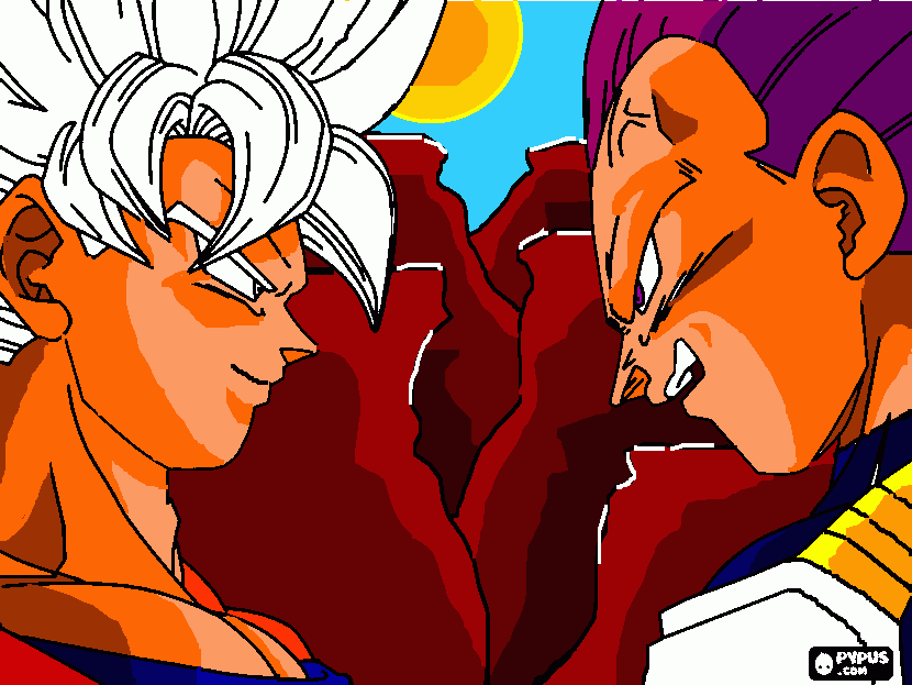 Goku UI vs vegeta UltraEgo para colorear