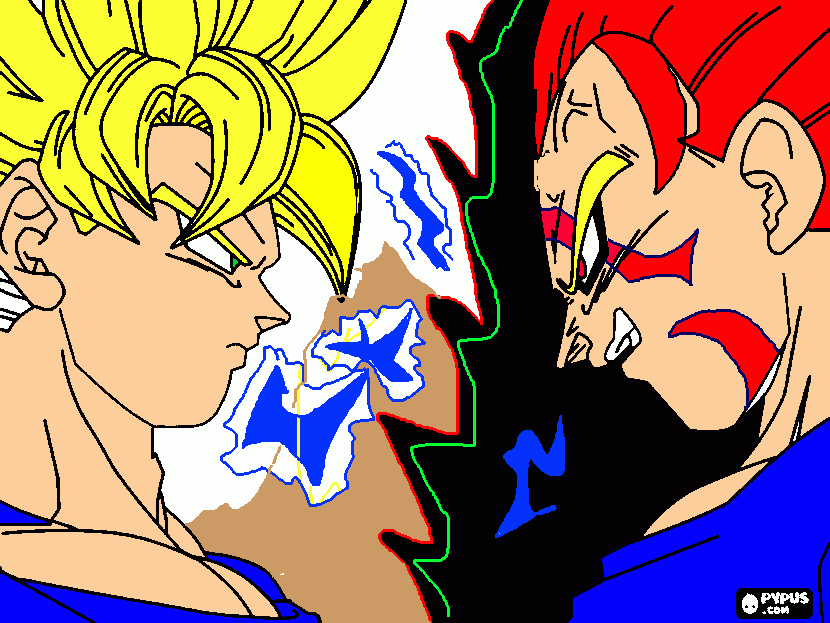 goku vs evil vegeta para colorear