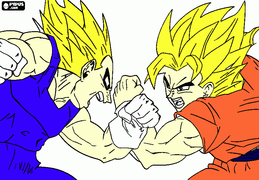 goku vs vegeta los dos sayayines para colorear