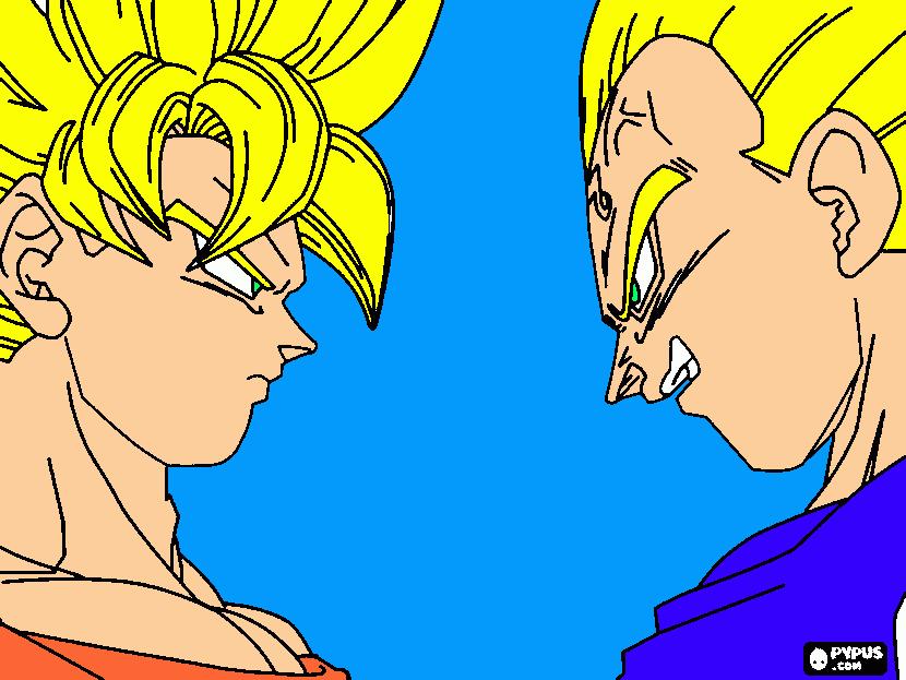 Goku vs. Vegeta  para colorear