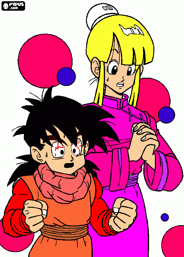 goku y bulma para colorear