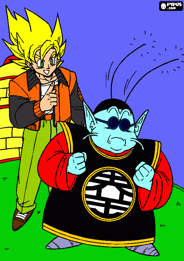 goku y el kaio del norte para colorear