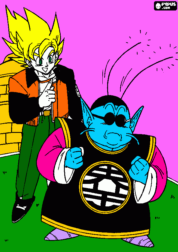 goku y kaiosama para colorear