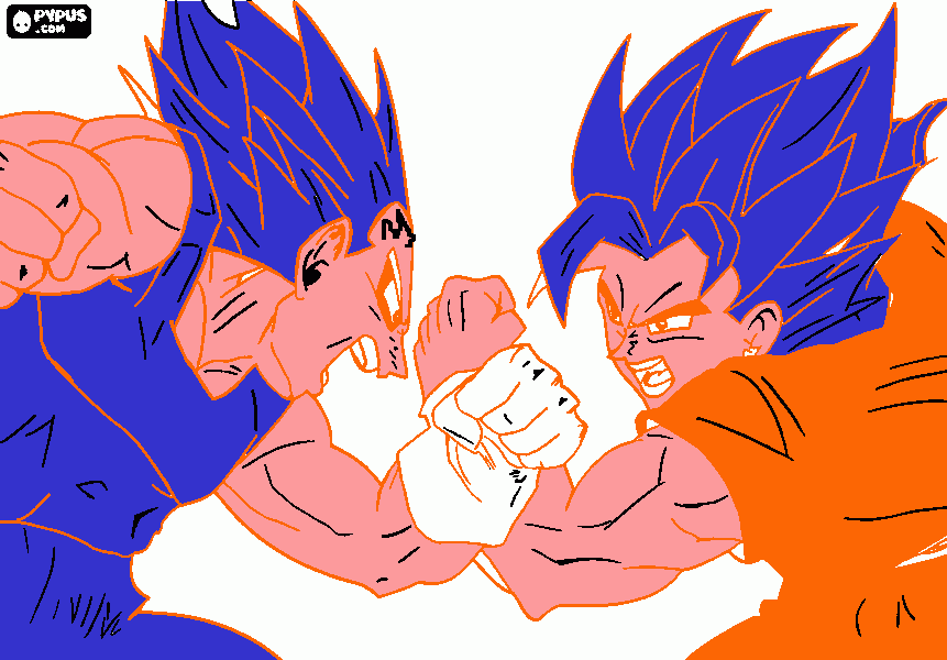 goku y majin vegeta para colorear