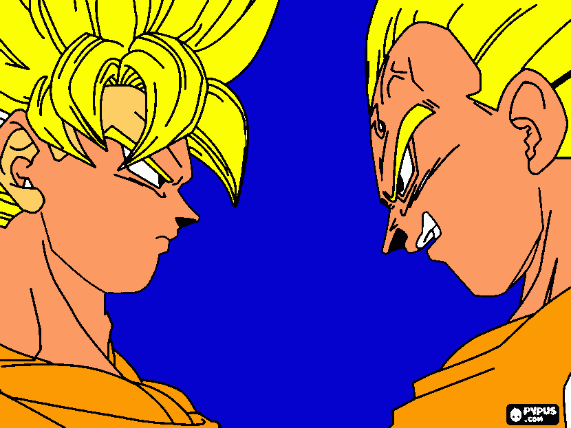 goku y vegeta a cara acara para colorear