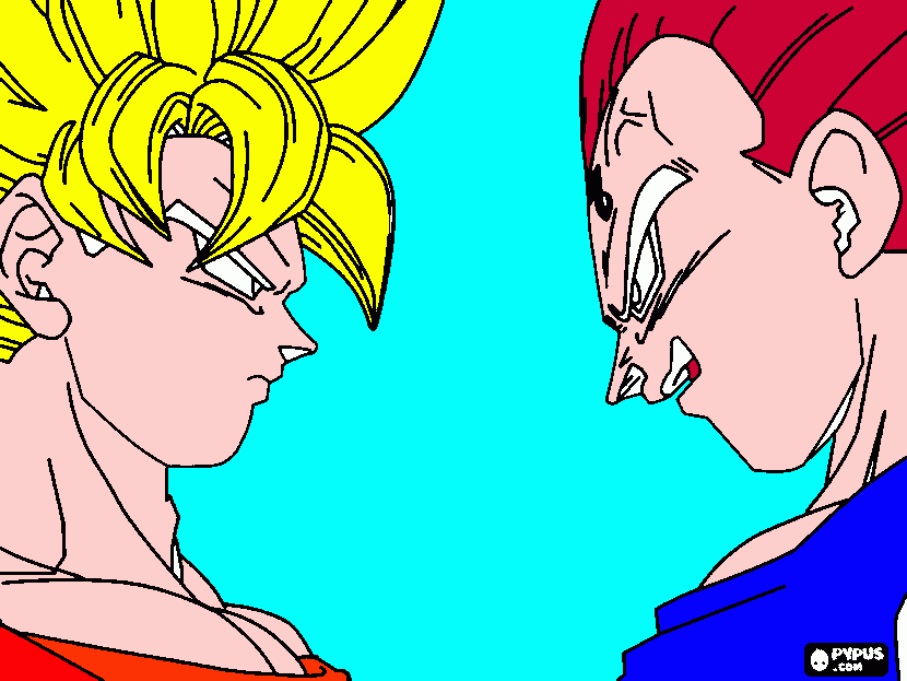 goku y veggata para colorear