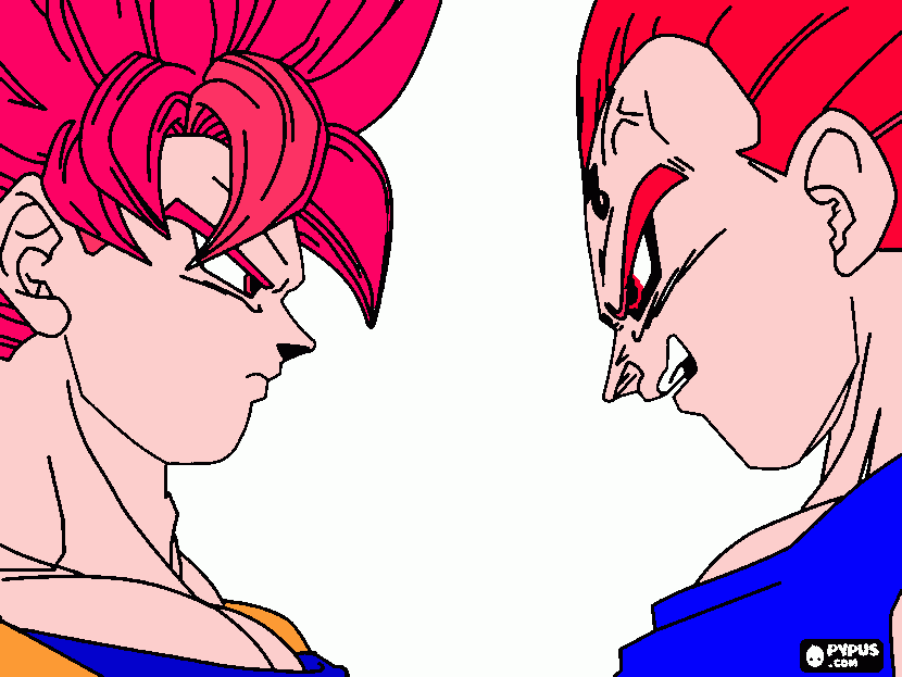 goku y vegueta ssj dios face 2 para colorear