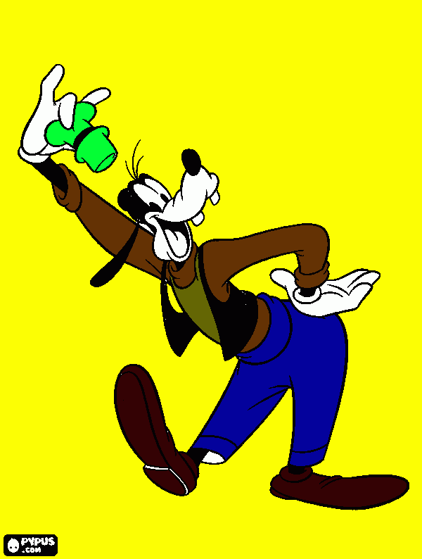 goofy saludando para colorear