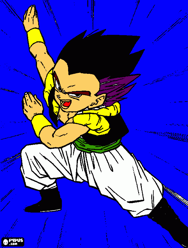 GOTENKS LA FUSION DE GOTEN Y TRUNKS EN NORMAL para colorear