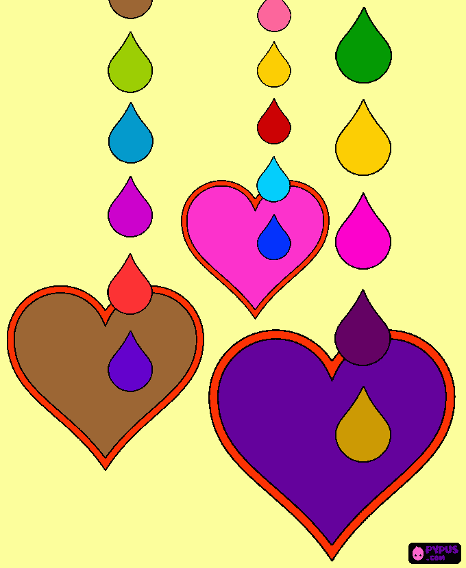 GOTITAS DE CORAZONES para colorear