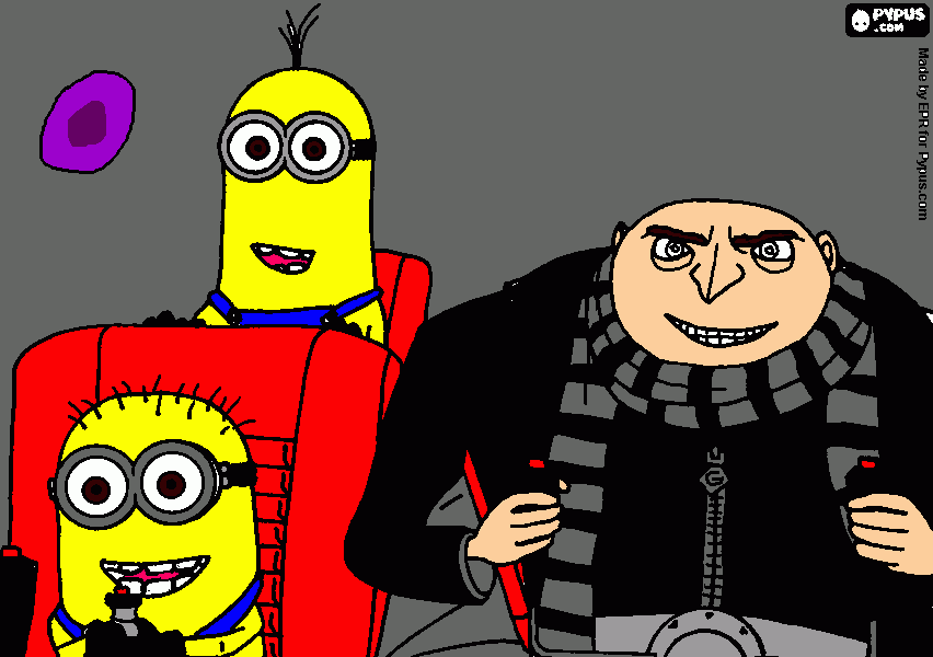 Gru y los minions conduciendo la nave para colorear