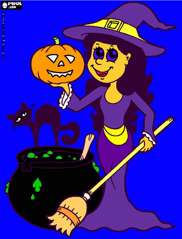 Halloween Bruja para colorear