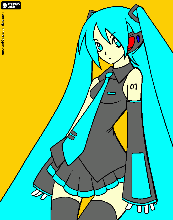 Hatsune Miku Vocaloid 1 Project Diva para colorear