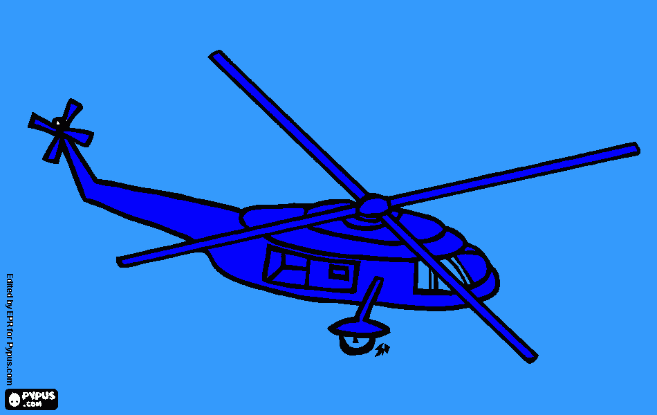 helicoptero azul para colorear