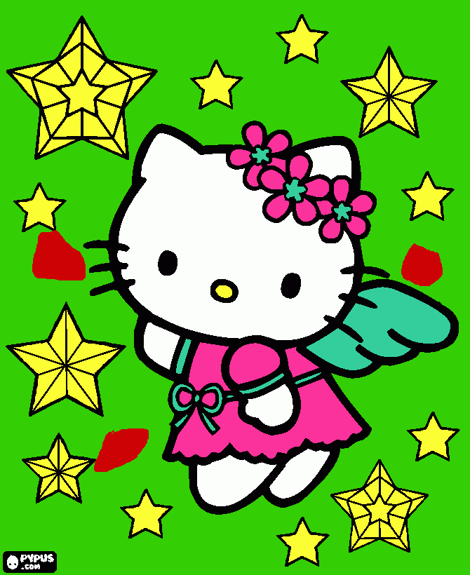 hello kitty angel para colorear