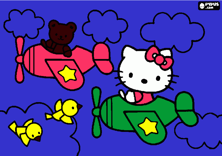 hello Kitty avion para colorear