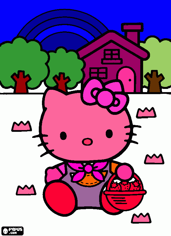 hello kitty con para colorear, hello kitty con para imprimir