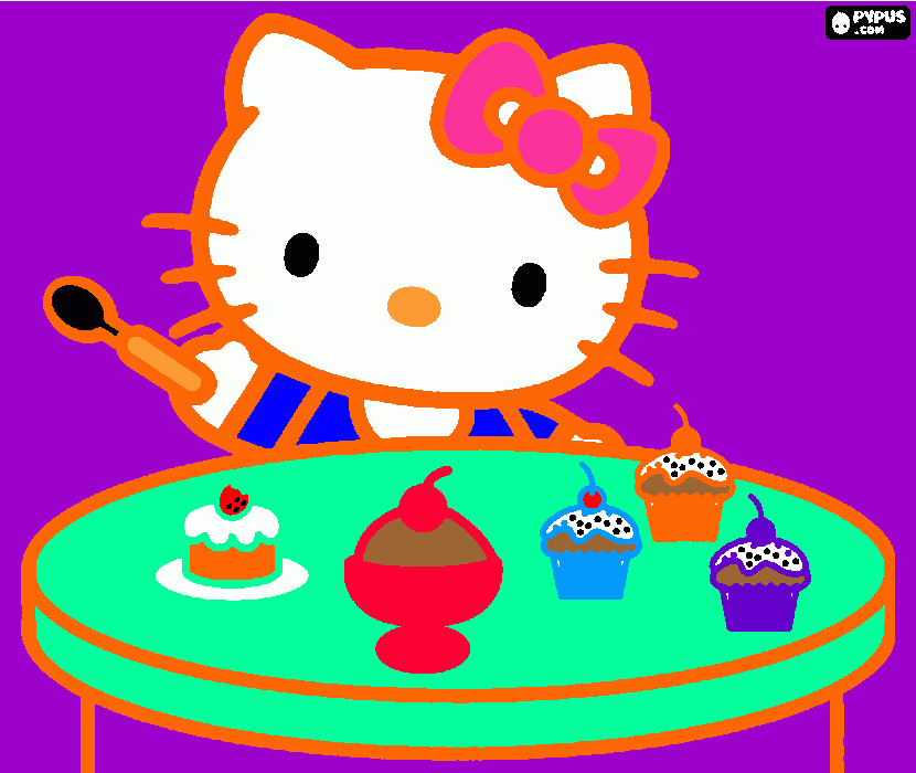 hello kitty pastelillos  para colorear