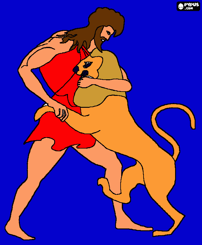 heracles y el leon de nemea para colorear