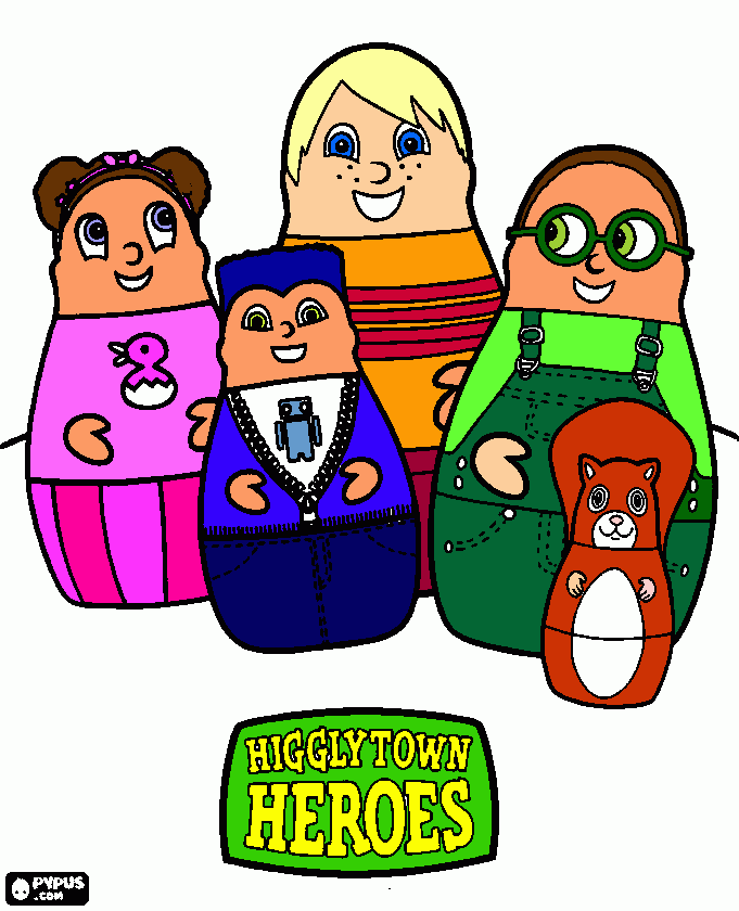 heroes de higgly town para colorear