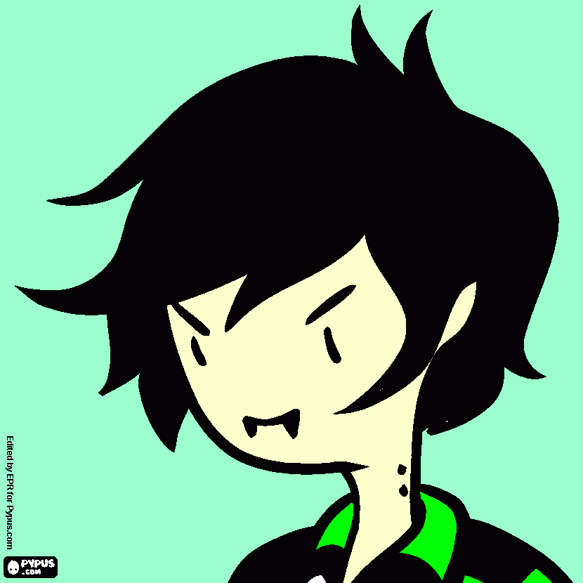 hola a todos aca tenemos a el rey de los vampiros marshall lee el rey vampiro chauu para colorear