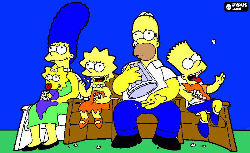 homero y marches y magi y lisa y bar para colorear