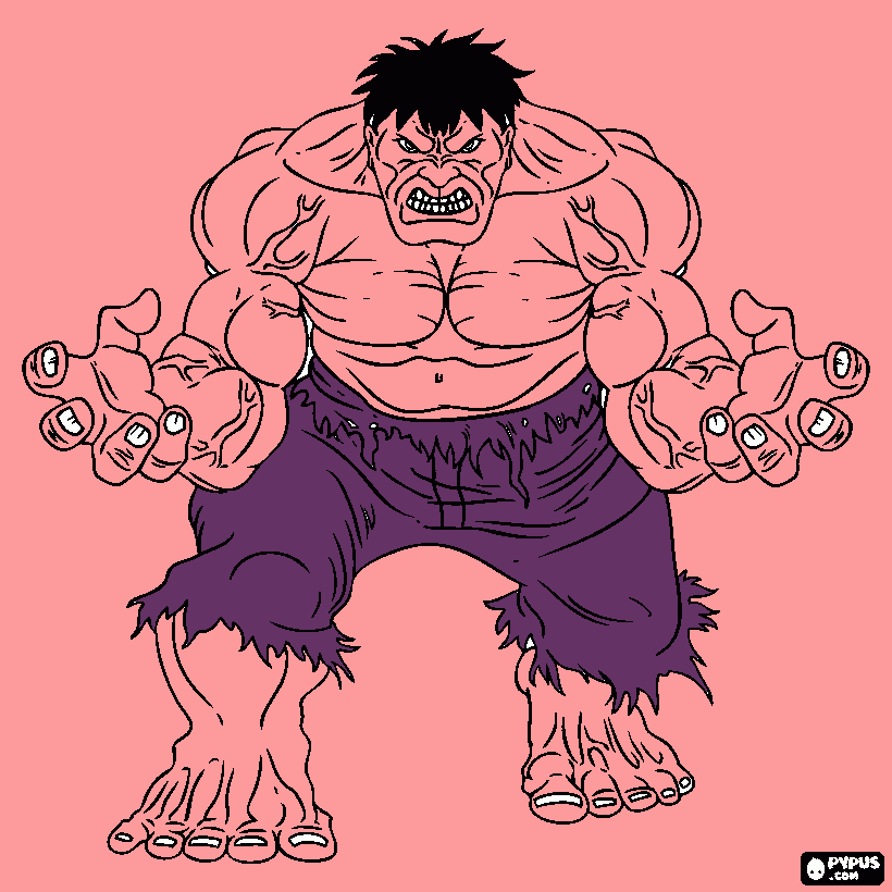 hulk transformandose para colorear