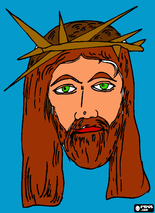 jesus con la corona de espinas para colorear