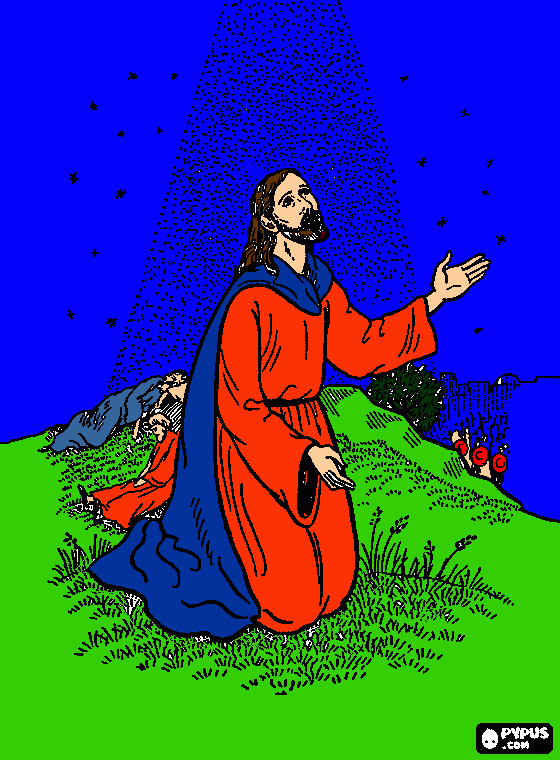 Jesus ora por sus discipulos para colorear