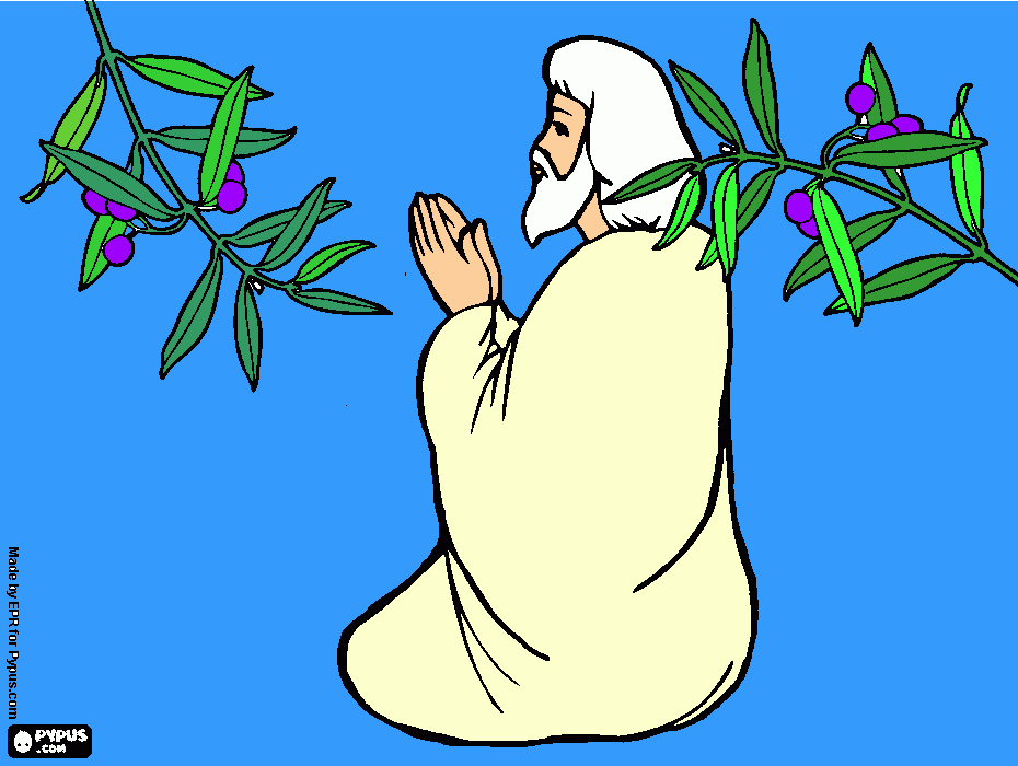 jesus y los olivos para colorear